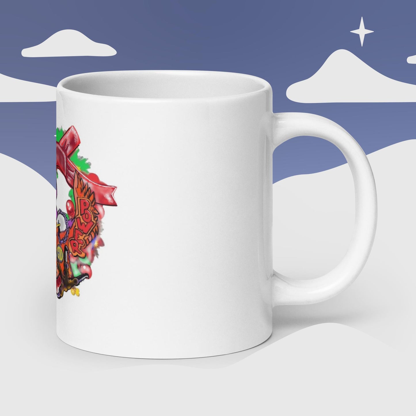 White glossy mug