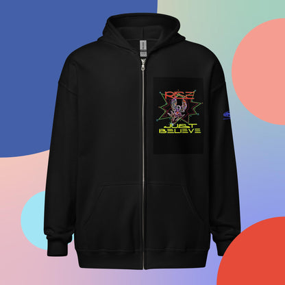 Sudadera unisex con capucha y cremallera de mezcla pesada