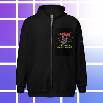 Sudadera unisex con capucha y cremallera de mezcla pesada