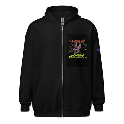 Sudadera unisex con capucha y cremallera de mezcla pesada