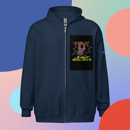 Sudadera unisex con capucha y cremallera de mezcla pesada