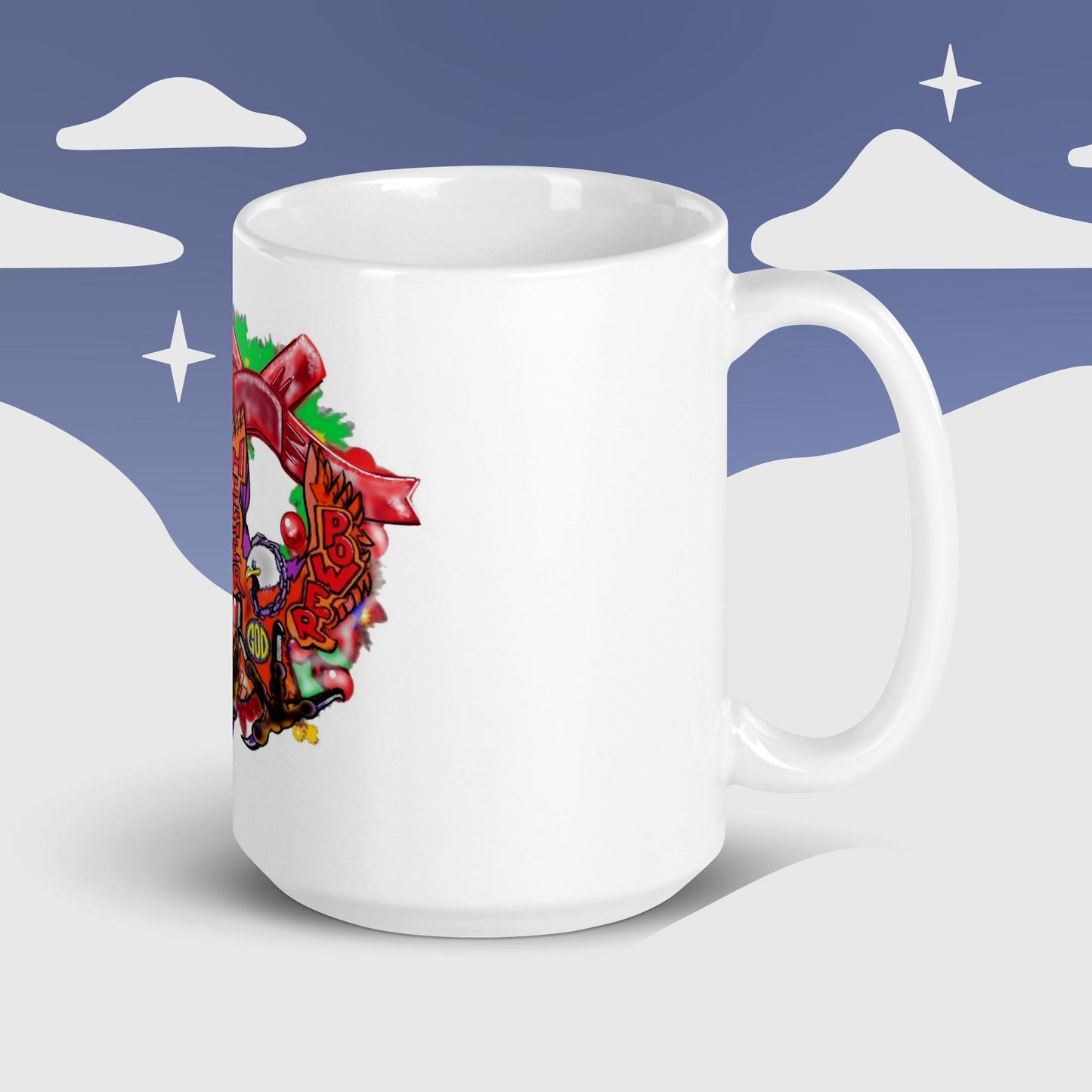 White glossy mug